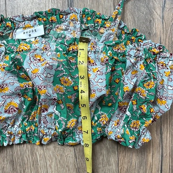Rhode Skin Tops Rhode X Target Floral Crop Top Women’s XL Green Yellow Elastic - Picture 8 of 11